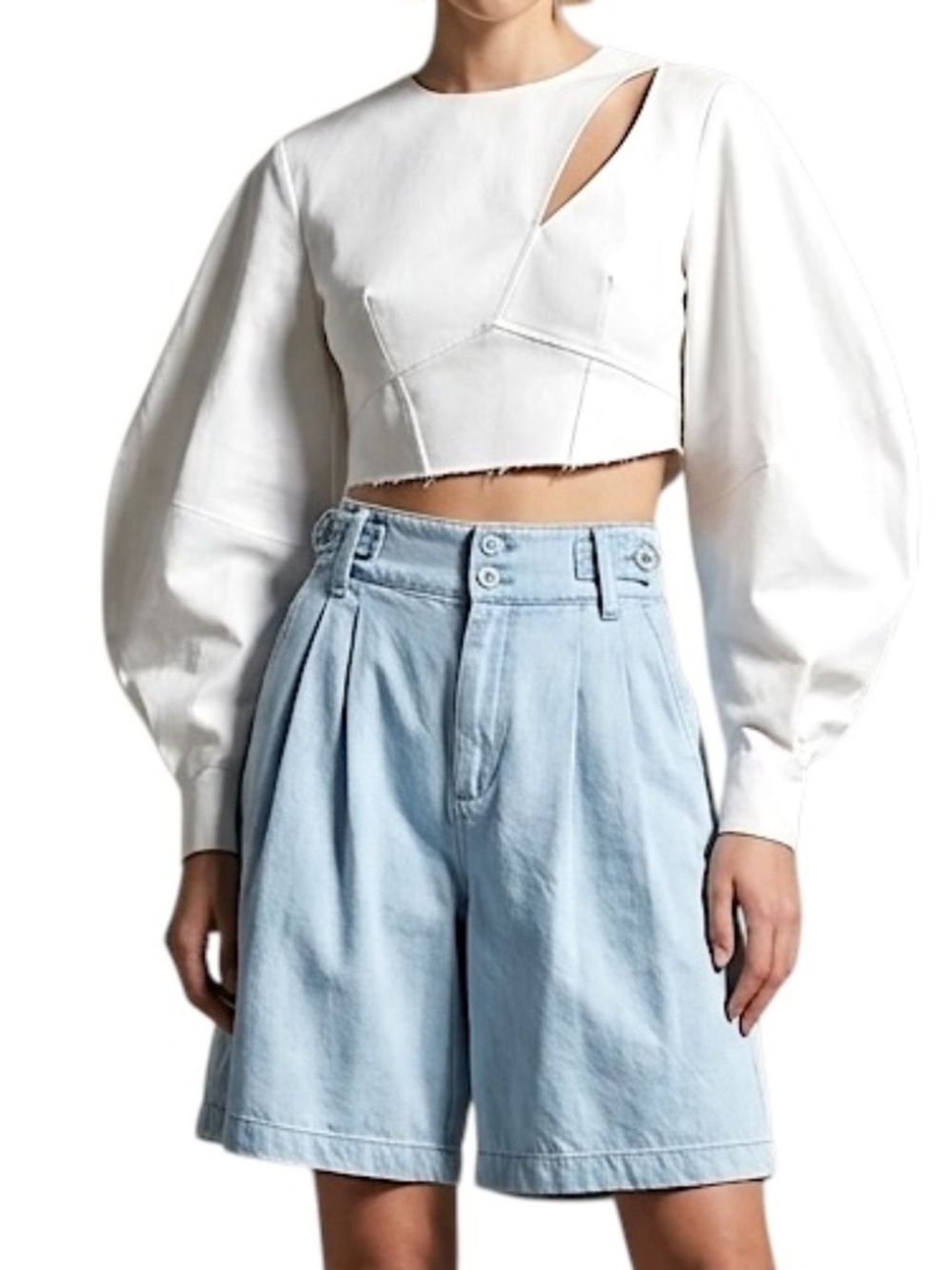 YFB Young Fabulous & Broke pleated relaxed blue denim old money Bermuda shorts S
